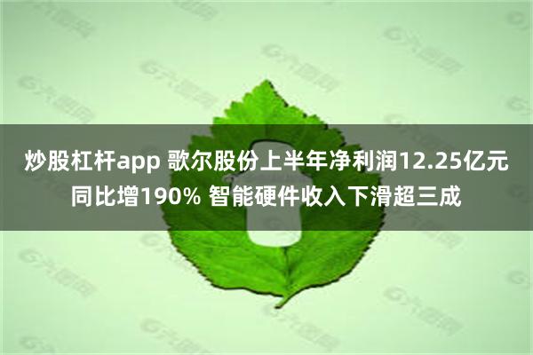 炒股杠杆app 歌尔股份上半年净利润12.25亿元同比增190% 智能硬件收入下滑超三成